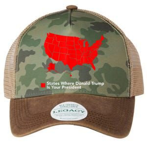 Map Of States Where Trump Is Your President Funny Political Legacy Tie Dye Trucker Hat