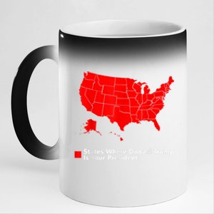 Map Of States Where Trump Is Your President Funny Political 11oz Black Color Changing Mug