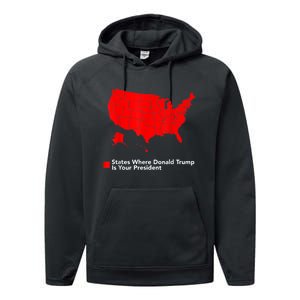 Map Of States Where Trump Is Your President Funny Political Performance Fleece Hoodie