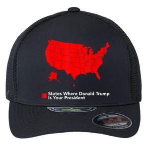 Map Of States Where Trump Is Your President Funny Political Flexfit Unipanel Trucker Cap