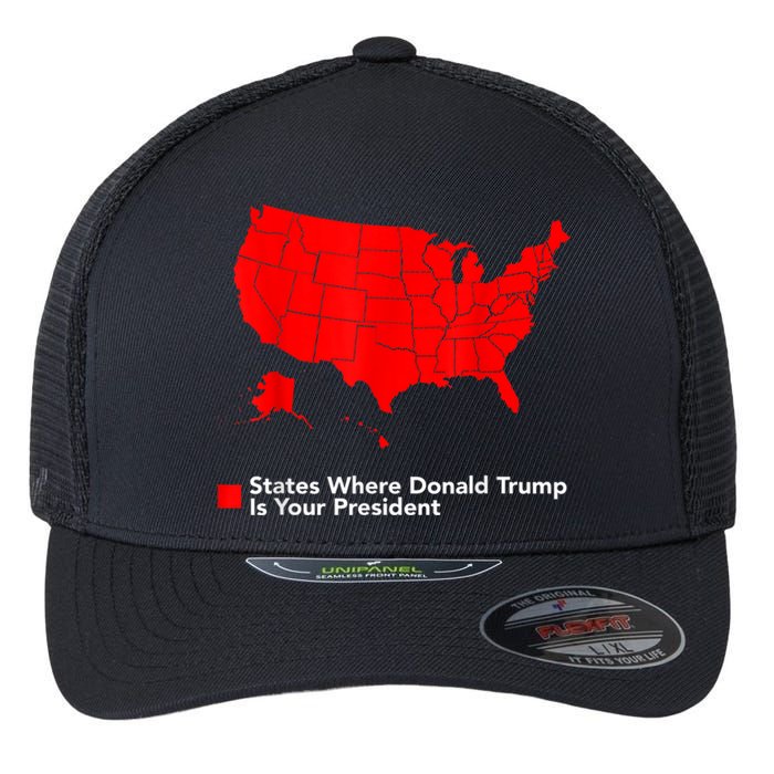 Map Of States Where Trump Is Your President Funny Political Flexfit Unipanel Trucker Cap