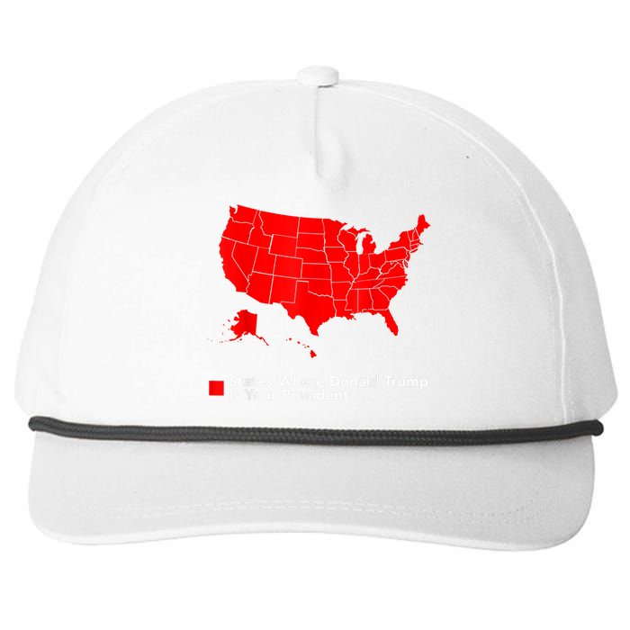 Map Of States Where Trump Is Your President Funny Political Snapback Five-Panel Rope Hat