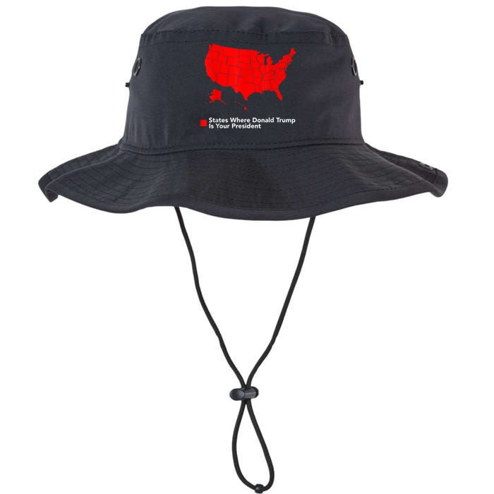 Map Of States Where Trump Is Your President Funny Political Legacy Cool Fit Booney Bucket Hat