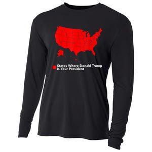 Map Of States Where Trump Is Your President Funny Political Cooling Performance Long Sleeve Crew