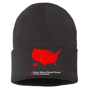 Map Of States Where Trump Is Your President Funny Political Sustainable Knit Beanie