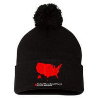 Map Of States Where Trump Is Your President Funny Political Pom Pom 12in Knit Beanie