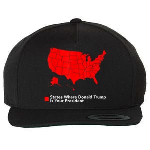 Map Of States Where Trump Is Your President Funny Political Wool Snapback Cap