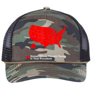 Map Of States Where Trump Is Your President Funny Political Retro Rope Trucker Hat Cap