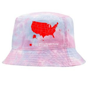 Map Of States Where Trump Is Your President Funny Political Tie-Dyed Bucket Hat