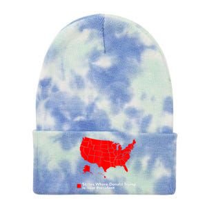 Map Of States Where Trump Is Your President Funny Political Tie Dye 12in Knit Beanie