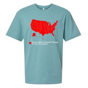 Map Of States Where Trump Is Your President Funny Political Sueded Cloud Jersey T-Shirt