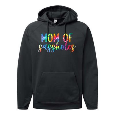 Mom of Sassholes Funny Colorful Performance Fleece Hoodie