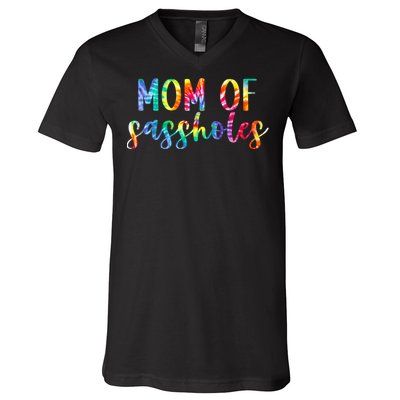 Mom of Sassholes Funny Colorful V-Neck T-Shirt