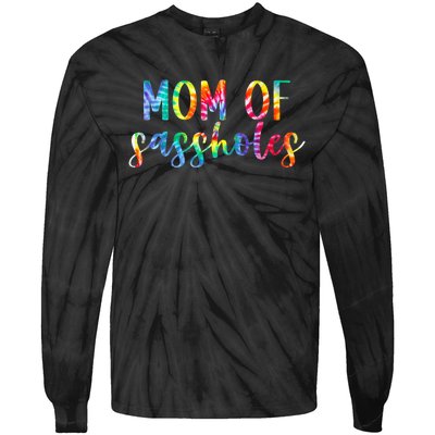 Mom of Sassholes Funny Colorful Tie-Dye Long Sleeve Shirt