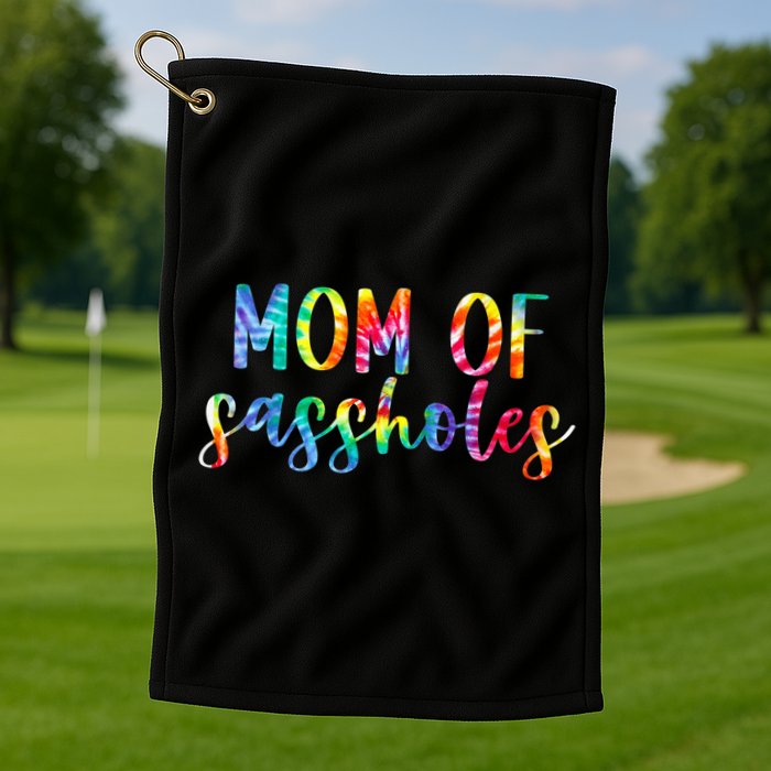 Mom of Sassholes Funny Colorful Golf Towel