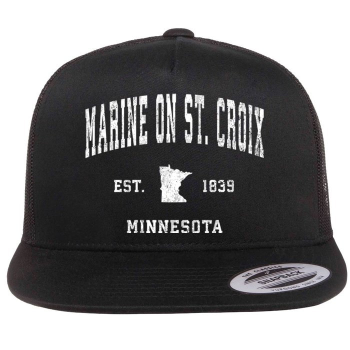 Marine On St. Croix Minnesota Mn Vintage Athletic Sports Flat Bill Trucker Hat