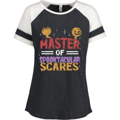 Master Of Spooktacular Scares Father Dad Daddy Halloween Meaningful Gift Enza Ladies Jersey Colorblock Tee