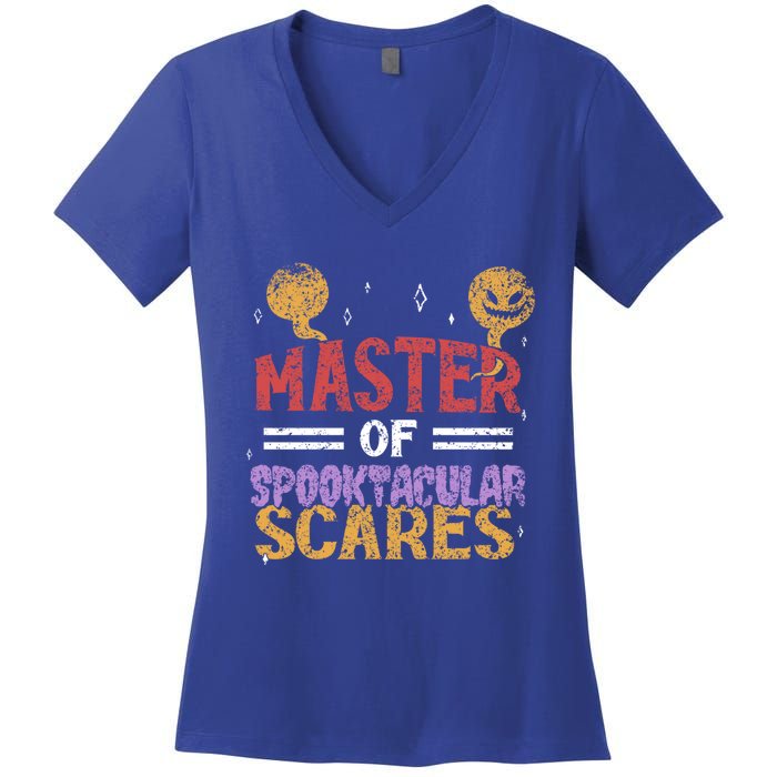 Master Of Spooktacular Scares Father Dad Daddy Halloween Meaningful Gift Women's V-Neck T-Shirt