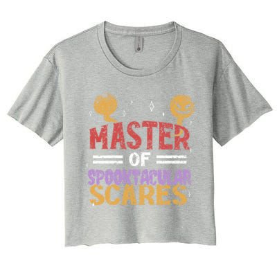 Master Of Spooktacular Scares Father Dad Daddy Halloween Meaningful Gift Women's Crop Top Tee