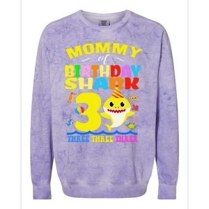 Mommy Of Shark Birthday 3rd Matching Party For Family Colorblast Crewneck Sweatshirt