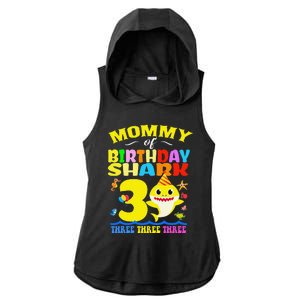 Mommy Of Shark Birthday 3rd Matching Party For Family Ladies PosiCharge Tri-Blend Wicking Draft Hoodie Tank