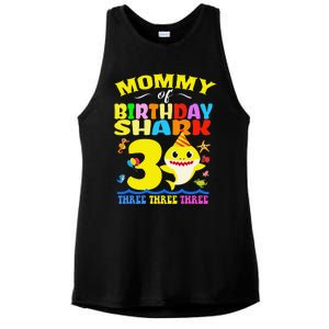 Mommy Of Shark Birthday 3rd Matching Party For Family Ladies PosiCharge Tri-Blend Wicking Tank