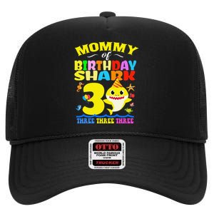 Mommy Of Shark Birthday 3rd Matching Party For Family High Crown Mesh Back Trucker Hat