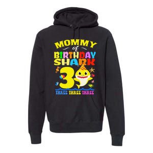 Mommy Of Shark Birthday 3rd Matching Party For Family Premium Hoodie