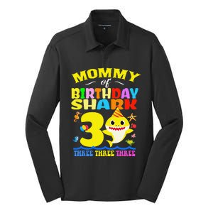 Mommy Of Shark Birthday 3rd Matching Party For Family Silk Touch Performance Long Sleeve Polo