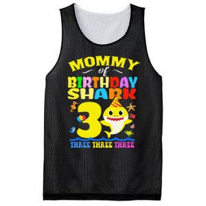 Mommy Of Shark Birthday 3rd Matching Party For Family Mesh Reversible Basketball Jersey Tank