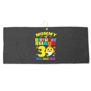 Mommy Of Shark Birthday 3rd Matching Party For Family Large Microfiber Waffle Golf Towel