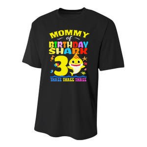 Mommy Of Shark Birthday 3rd Matching Party For Family Youth Performance Sprint T-Shirt