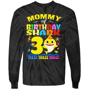 Mommy Of Shark Birthday 3rd Matching Party For Family Tie-Dye Long Sleeve Shirt