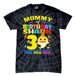 Mommy Of Shark Birthday 3rd Matching Party For Family Tie-Dye T-Shirt