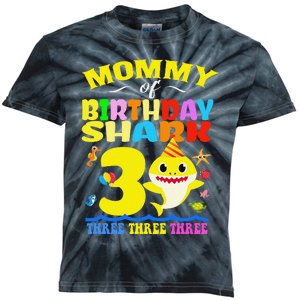 Mommy Of Shark Birthday 3rd Matching Party For Family Kids Tie-Dye T-Shirt