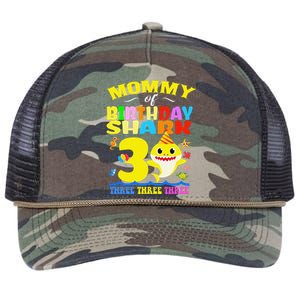 Mommy Of Shark Birthday 3rd Matching Party For Family Retro Rope Trucker Hat Cap