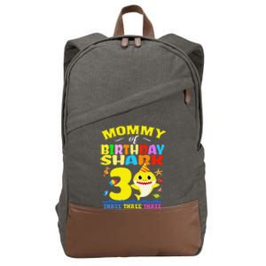 Mommy Of Shark Birthday 3rd Matching Party For Family Cotton Canvas Backpack