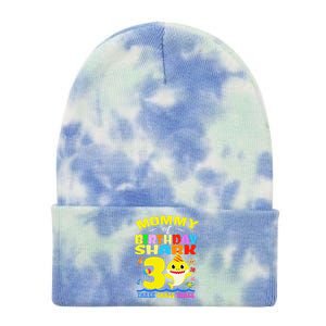 Mommy Of Shark Birthday 3rd Matching Party For Family Tie Dye 12in Knit Beanie