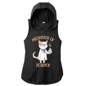 Meowster of Science Funny Lab Cat Laboratory Chemistry Ladies PosiCharge Tri-Blend Wicking Draft Hoodie Tank