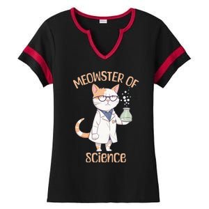 Meowster of Science Funny Lab Cat Laboratory Chemistry Ladies Halftime Notch Neck Tee