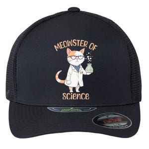 Meowster of Science Funny Lab Cat Laboratory Chemistry Flexfit Unipanel Trucker Cap