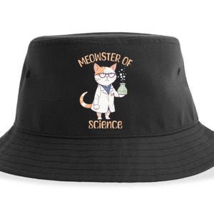 Meowster of Science Funny Lab Cat Laboratory Chemistry Sustainable Bucket Hat