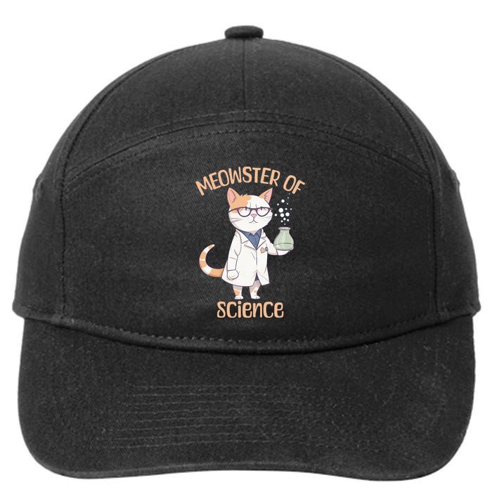 Meowster of Science Funny Lab Cat Laboratory Chemistry 7-Panel Snapback Hat