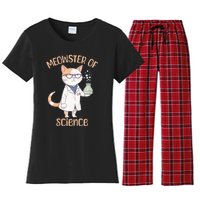 Meowster of Science Funny Lab Cat Laboratory Chemistry Women's Flannel Pajama Set