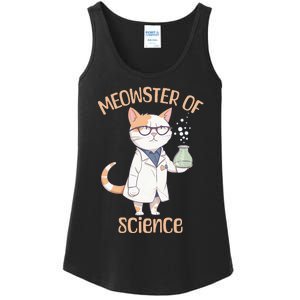 Meowster of Science Funny Lab Cat Laboratory Chemistry Ladies Essential Tank