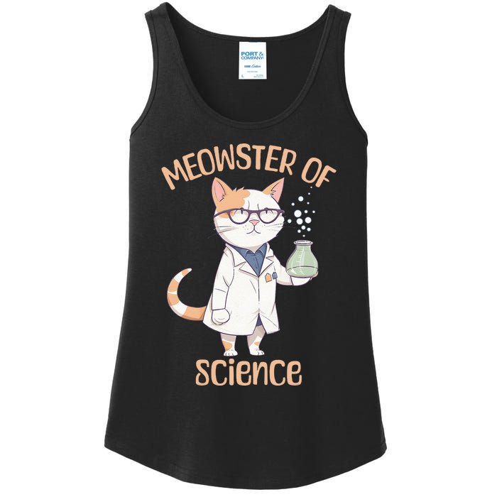 Meowster of Science Funny Lab Cat Laboratory Chemistry Ladies Essential Tank