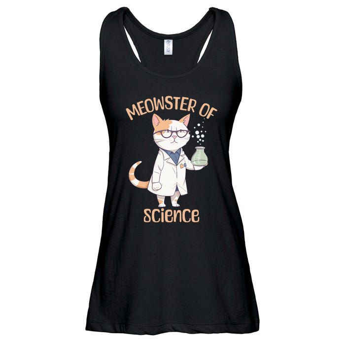 Meowster of Science Funny Lab Cat Laboratory Chemistry Ladies Essential Flowy Tank