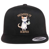 Meowster of Science Funny Lab Cat Laboratory Chemistry Flat Bill Trucker Hat