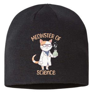 Meowster of Science Funny Lab Cat Laboratory Chemistry Sustainable Beanie