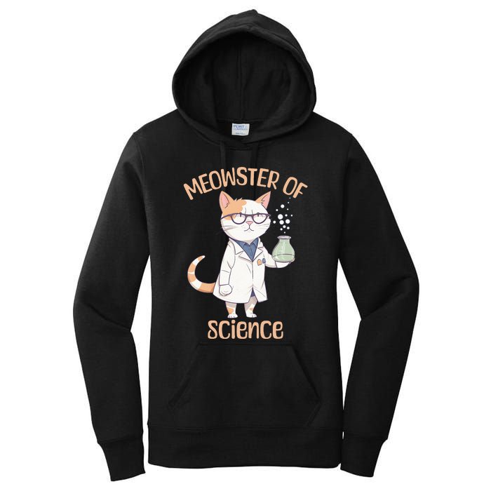 Meowster of Science Funny Lab Cat Laboratory Chemistry Women's Pullover Hoodie